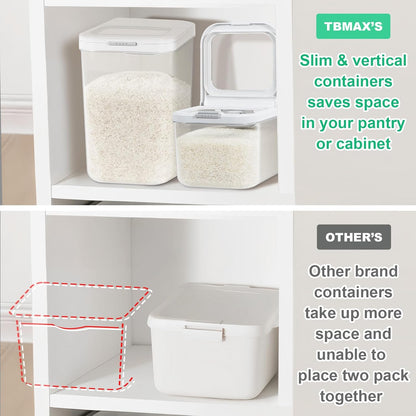 TBMax Rice Flour Storage Container with Automatic Flip-up Lid 25 Lbs | 12.68 Qt, Tall and Narrow Food Storage Flour Bin for Kitchen Pantry Organization, Pet Dog Cat Food Storage Container