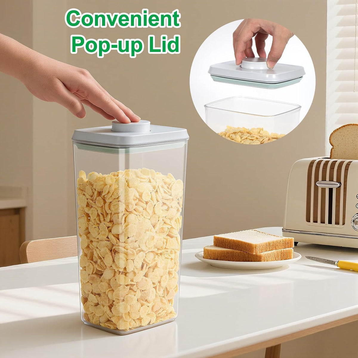 TBMax Rice Flour Storage Container with Automatic Flip-up Lid 25 Lbs | 12.68 Qt, Tall and Narrow Food Storage Flour Bin for Kitchen Pantry Organization, Pet Dog Cat Food Storage Container
