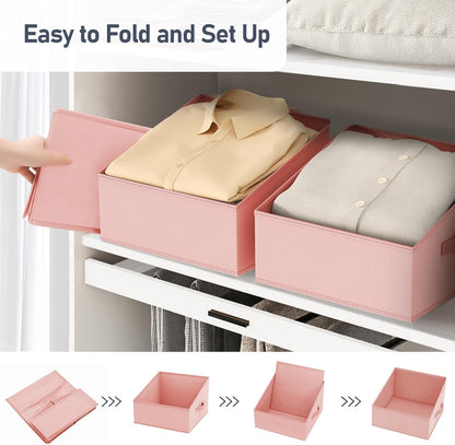 DIMJ Closet Storage Bins - Fabric Storage Baskets for Shelves, Collapsible Closet Organizers and Storage with Handles, Trapezoid Shelf Organization Storage Cubes for Purse, Toys, Books, Towel, Socks