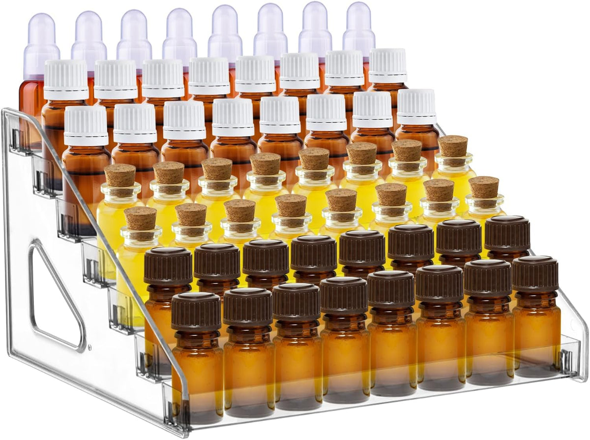 YEXEXINM 2 Pack 7 Tier Essential Oil Organizer,Clear Essential Oil Holder,Essential Oil Storage Shelf,Essential Oil Collection Display Rack Organizer Holds 5ml 10ml 15ml 30ml Essential Oils