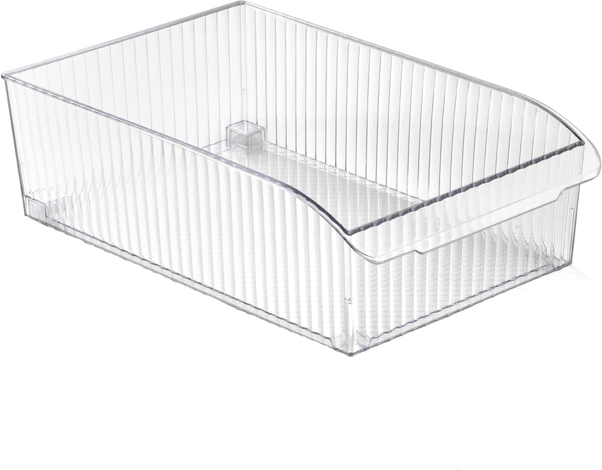 BINO | Plastic Storage Bins with Wheels, X-Large | THE ROLLER COLLECTION | Clear Storage Bins for Organization | Clear Containers for Pantry Fridge & Freezer Organizer Bin Cabinet & Pantry Organizers
