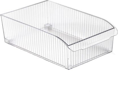 BINO | Plastic Storage Bins with Wheels, X-Large | THE ROLLER COLLECTION | Clear Storage Bins for Organization | Clear Containers for Pantry Fridge & Freezer Organizer Bin Cabinet & Pantry Organizers