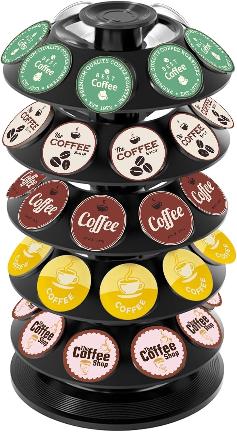 K Cup Holder, Coffee Pod Storage Carousel Holder Organizer Compatible with 40 Keurig K-Cup Pods, Home or Office Kitchen Counter Organizer