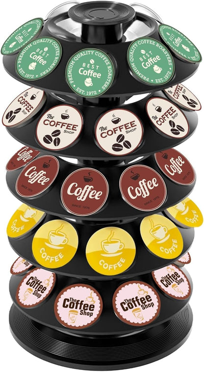 K Cup Holder, Coffee Pod Storage Carousel Holder Organizer Compatible with 40 Keurig K-Cup Pods, Home or Office Kitchen Counter Organizer