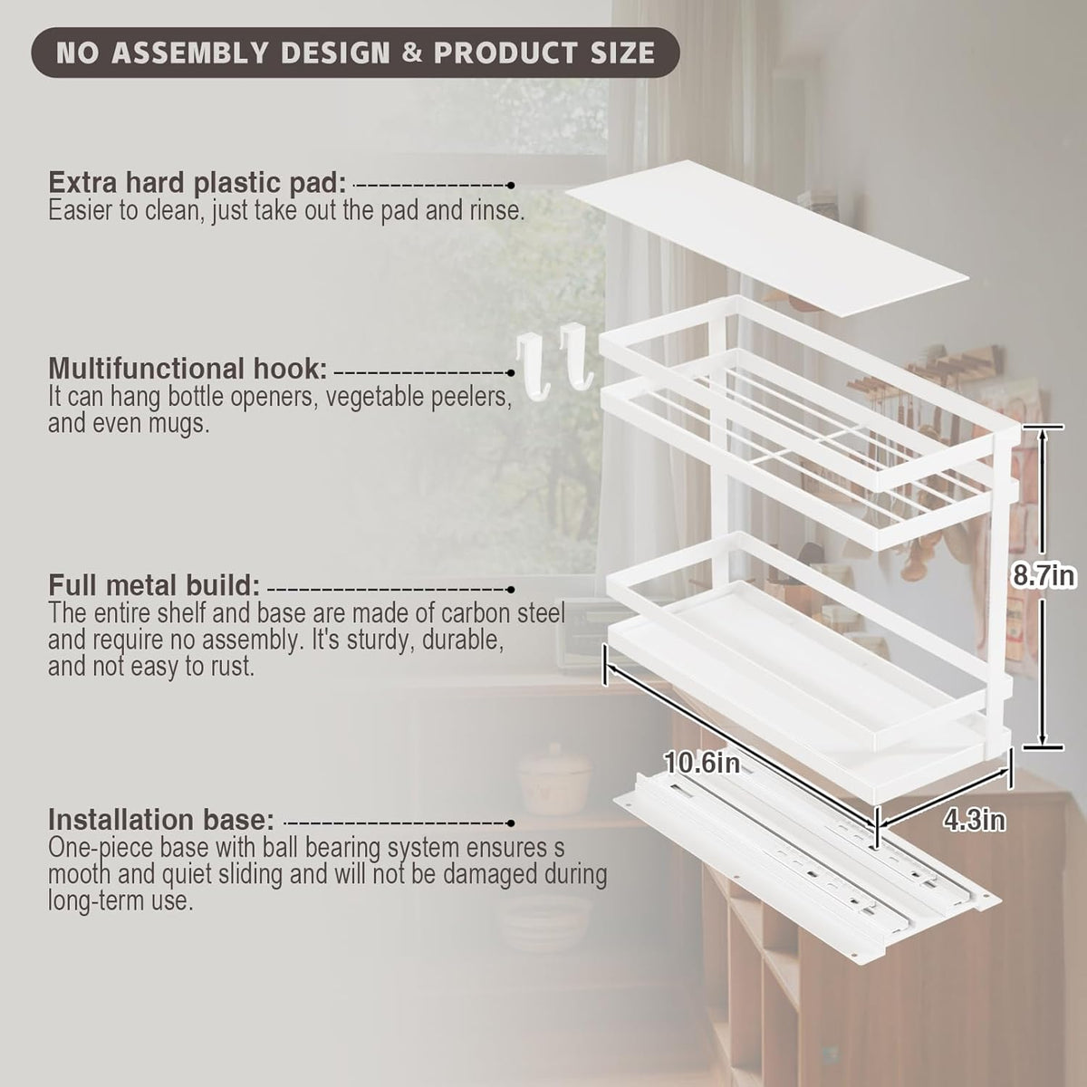 Magheo Pull Out Spice Rack Organizer for Cabinet, Metal Seasoning Organizer Slide Out Spice Storage Shelf No Assembly Vertical Spice Rack Pullout for Kitchen & Bahthroom No Drill(2 Tier,Black)