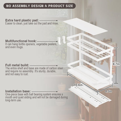Magheo Pull Out Spice Rack Organizer for Cabinet, Metal Seasoning Organizer Slide Out Spice Storage Shelf No Assembly Vertical Spice Rack Pullout for Kitchen & Bahthroom No Drill(2 Tier,Black)