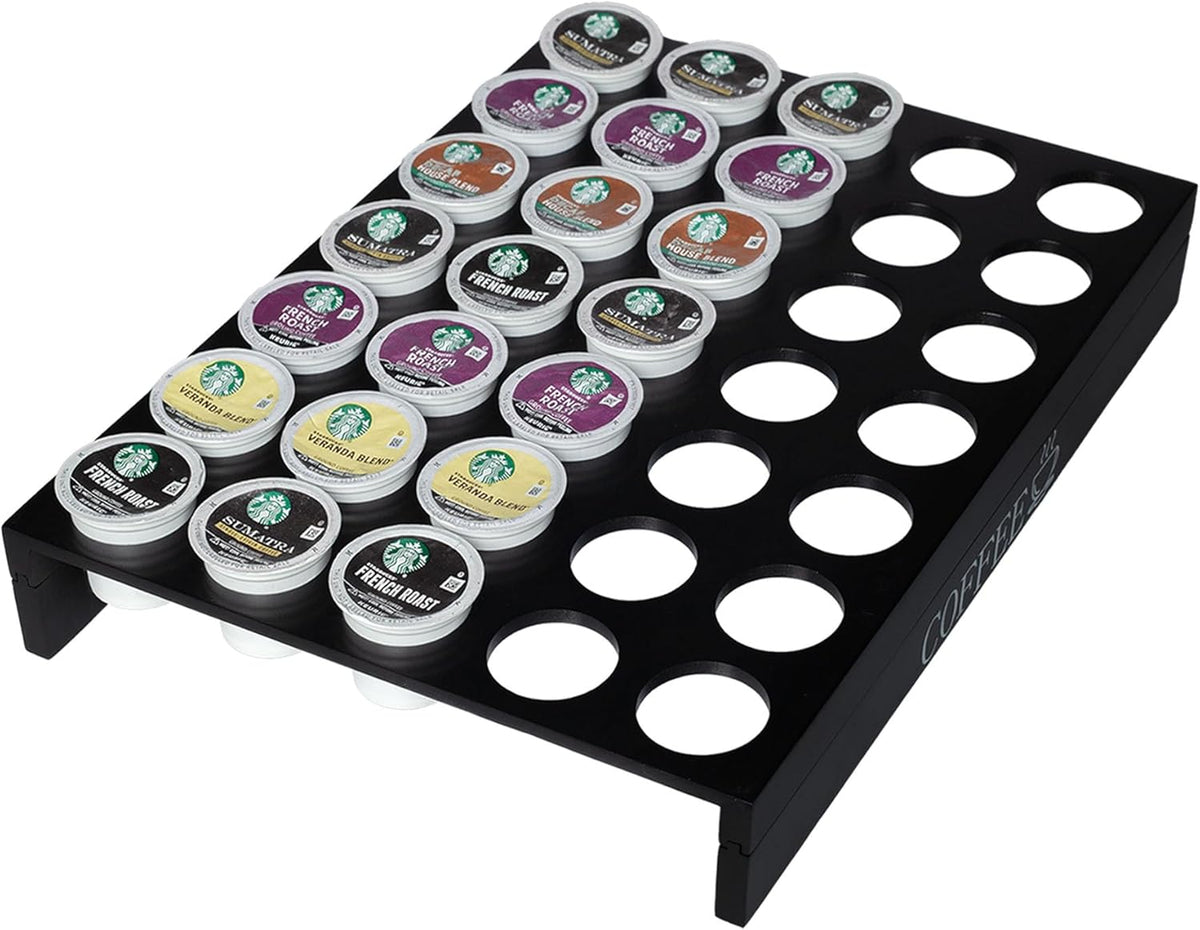 MinBoo BamBoo k cup holder Drawer or Countertop k cup Organizer Coffee Pod Holder Hold 35 Coffee Pod Storage Kcup coffee pods holder for coffee station Office and Kitchen k cup storage