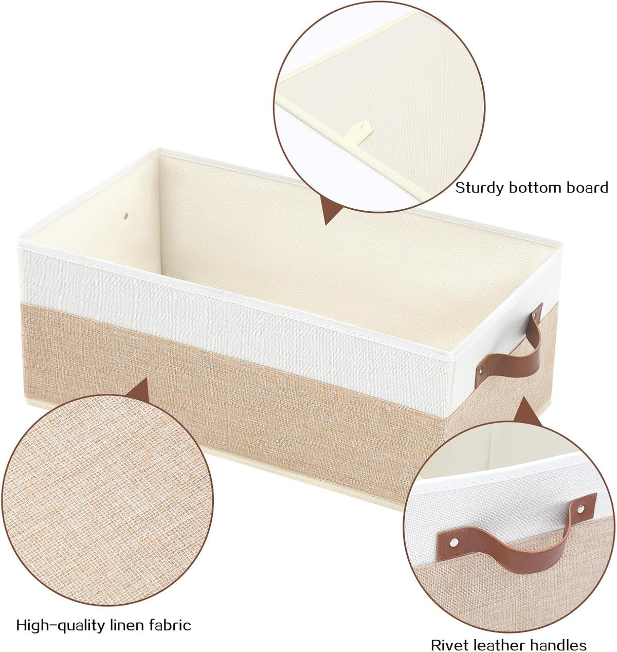 Large Capacity Storage Bins Closet Organizer for Shelves, Fabric Closet Storage Baskets Boxes with Leather Handles for Organizing Clothes, Sheets, Jeans, Toys, Books (Grey)
