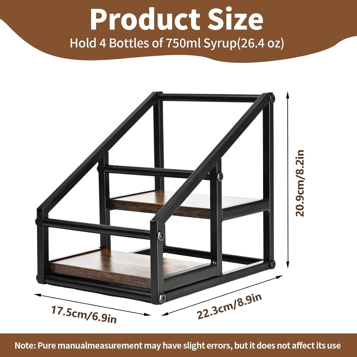 Coffee Syrup Organizer Rack, Liquor Bottle Display Shelf, Spice Racks, 4-Tier 16 Syrup Bottles Holder Stand for Coffee Bar Kitchen Small Wine Rack for Bar Family Storage for Syrup Wine Dressing