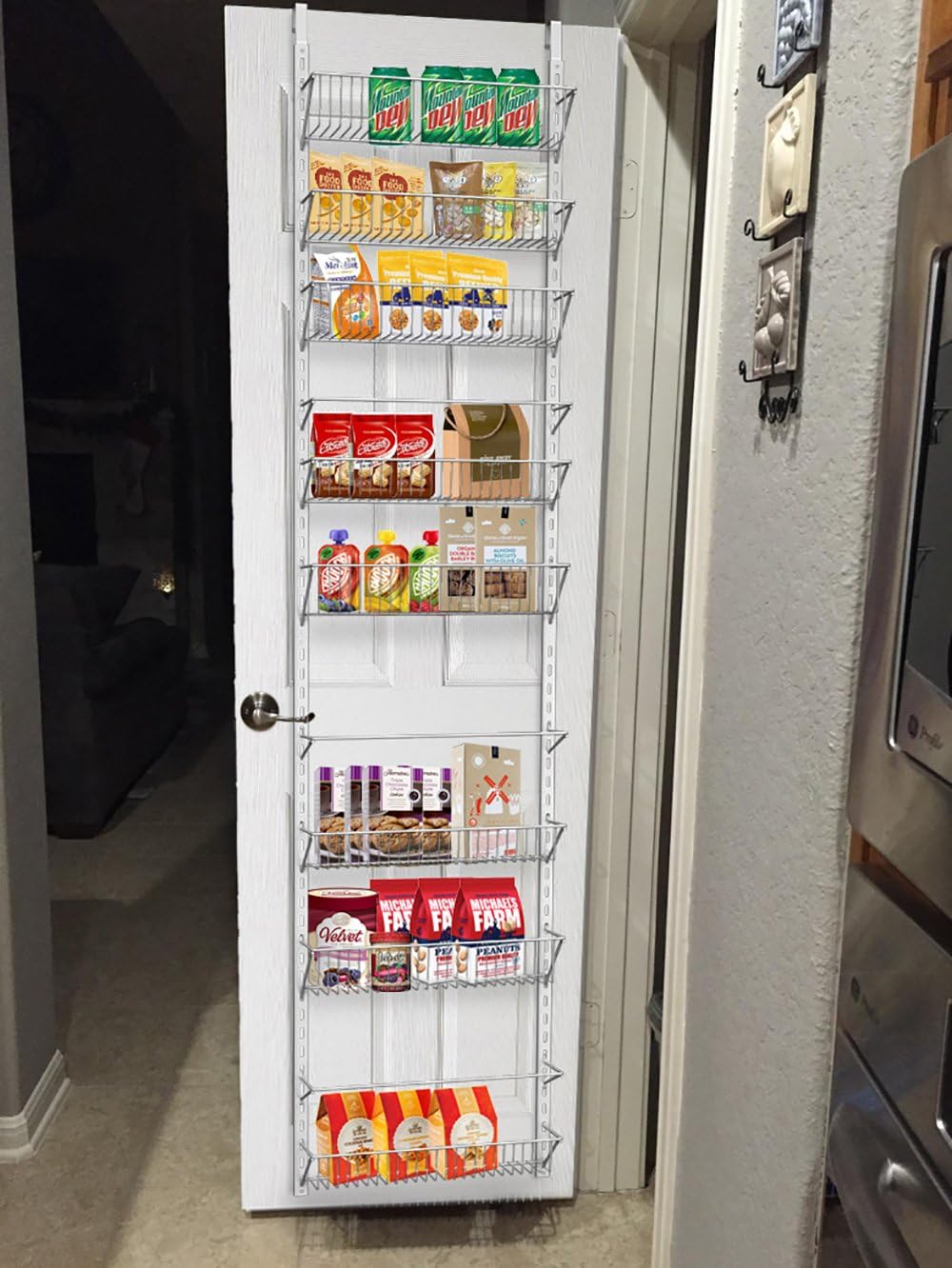 Home-Complete Pantry Over The Door Spice and Jar Rack Organizer - Great Storage Space for Cabinets and Kitchen - Wall Mounted 8 Tier Shelves