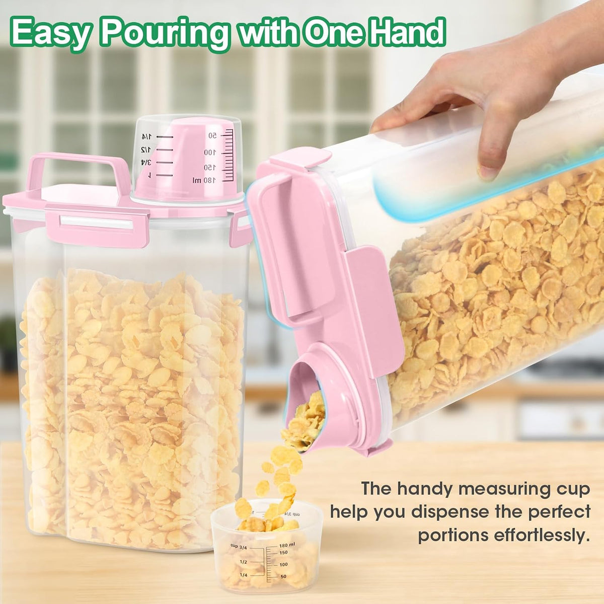 TBMax Rice Container Cereal Storage Container 2 Pack 5 Lbs, Kitchen Pantry Dry Food Storage Holder with Easy-Pouring Spout & Handy Cup, Small Pet Dog Cat Food Dispenser for Daily Feeding -Grey