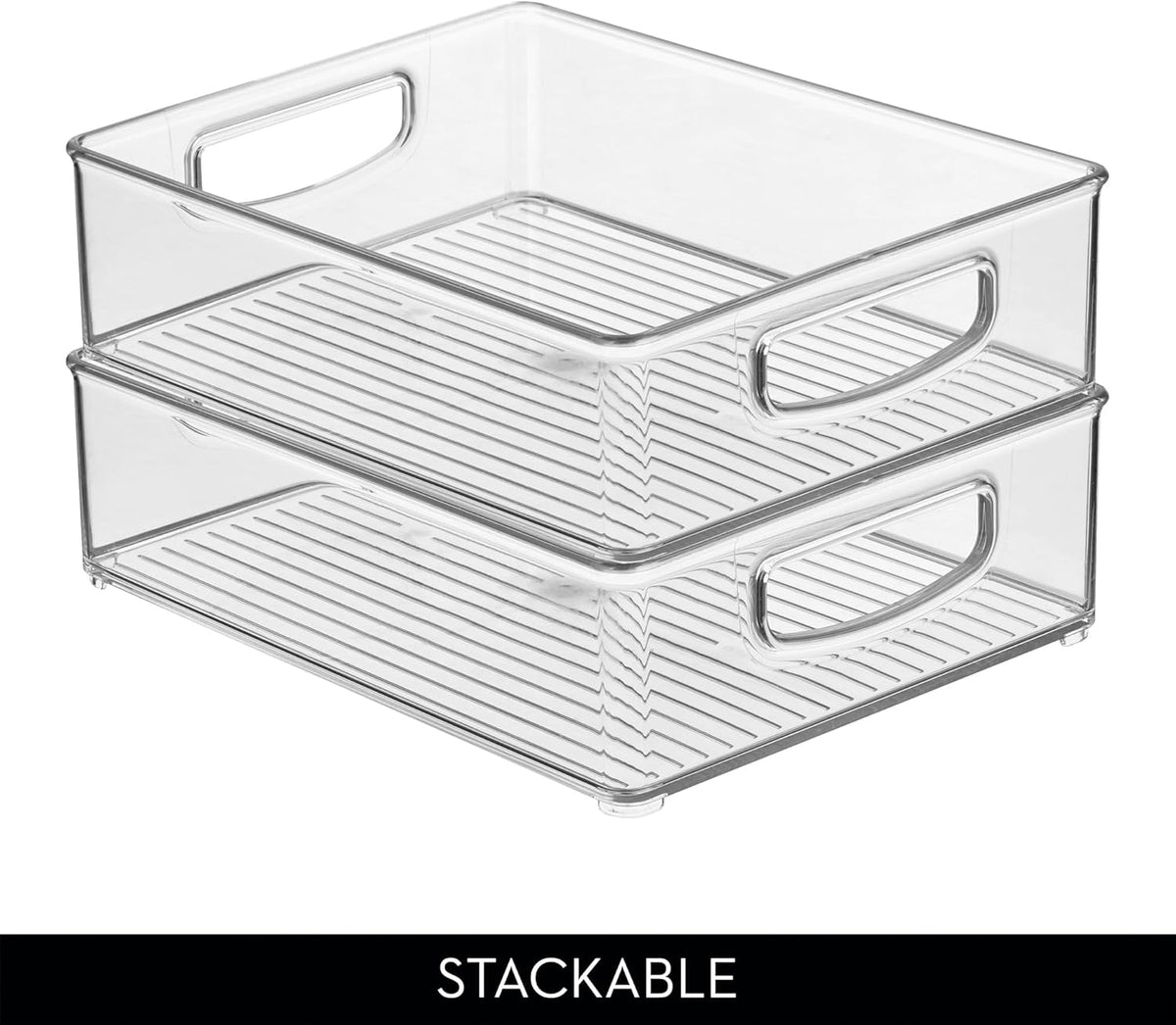iDesign Stackable Pantry Bins, 2 Small, 2 Medium, and 2 Large Bins, 6 Pack, Clear, Made in USA