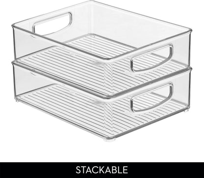 iDesign Stackable Pantry Bins, 2 Small, 2 Medium, and 2 Large Bins, 6 Pack, Clear, Made in USA