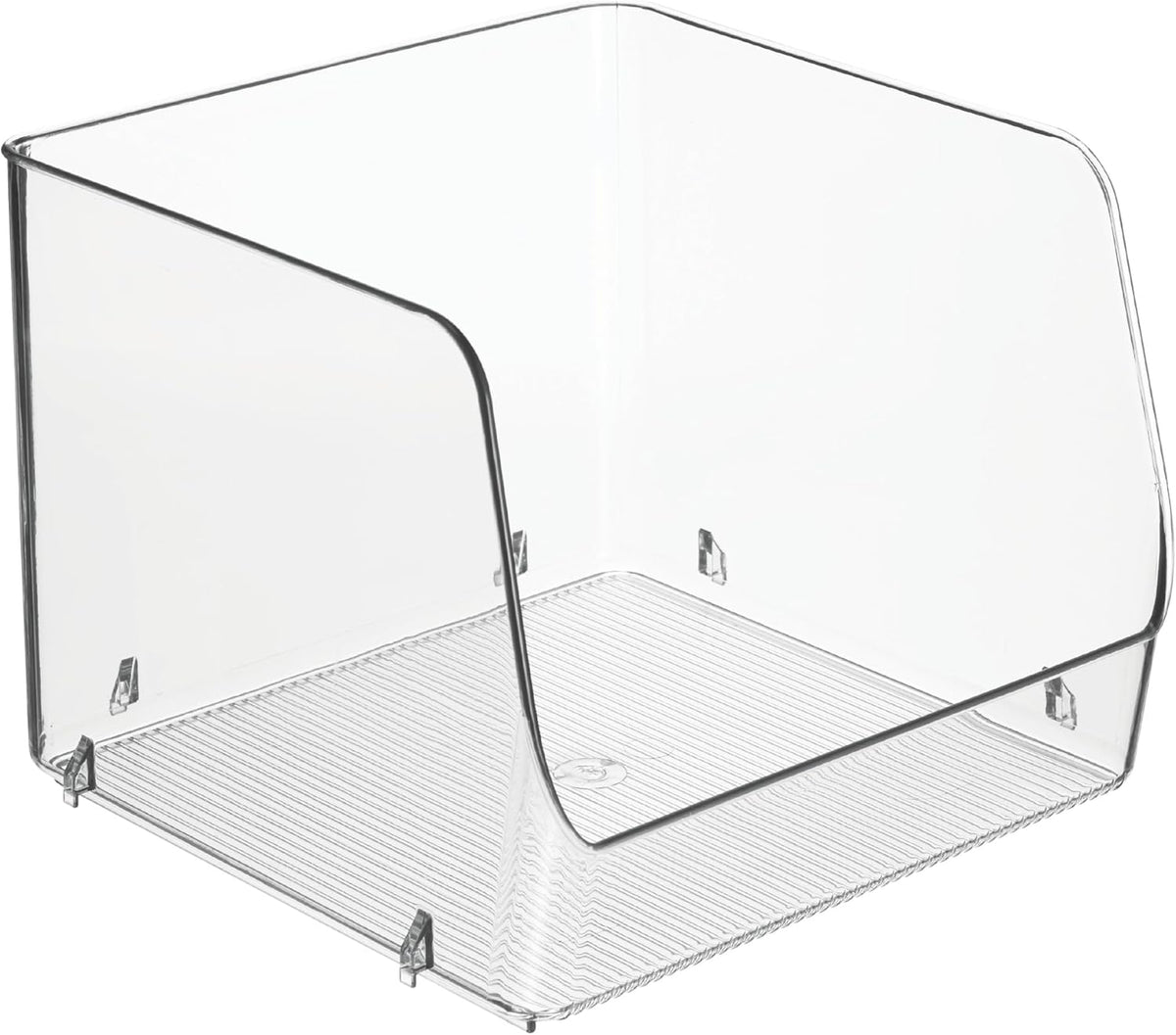 iDesign Linus Stacking Organizer Bins for Kitchen, Pantry, Office, Bathroom, Extra Large-Clear