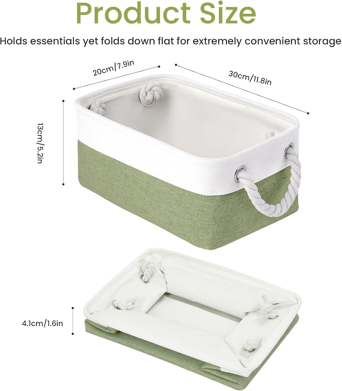 Large Storage Baskets- 15.7x11.8x8.26 inch Storage Bins for Shelves and Closet Organizing, Foldable Fabric Bin for Home Organization Clothes and Laundry (3-Pack, White&Khaki)