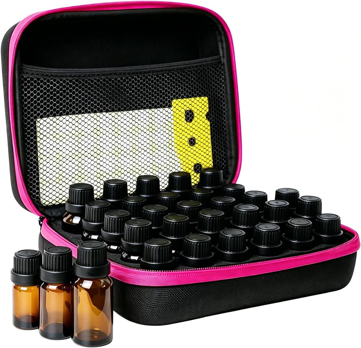 Essential Oil Storage Holder Organizer Carrying Case - 30 Bottles | Hard Shell Essential Oils Box Holds 5ml 10ml 15ml Bottle Travel Bag with Labels & Foam Insert for doTERRA & Young Living