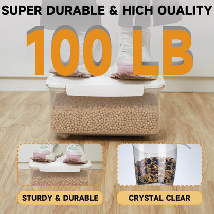 LivLab Mker Rice Storage Container -10Lbs/1.3Gal/6KG Rice Container Airtight Grain Dispenser Kitchen Pantry Organizer with Measuring Cup, BPA-Free, Clear Design for Dry Food