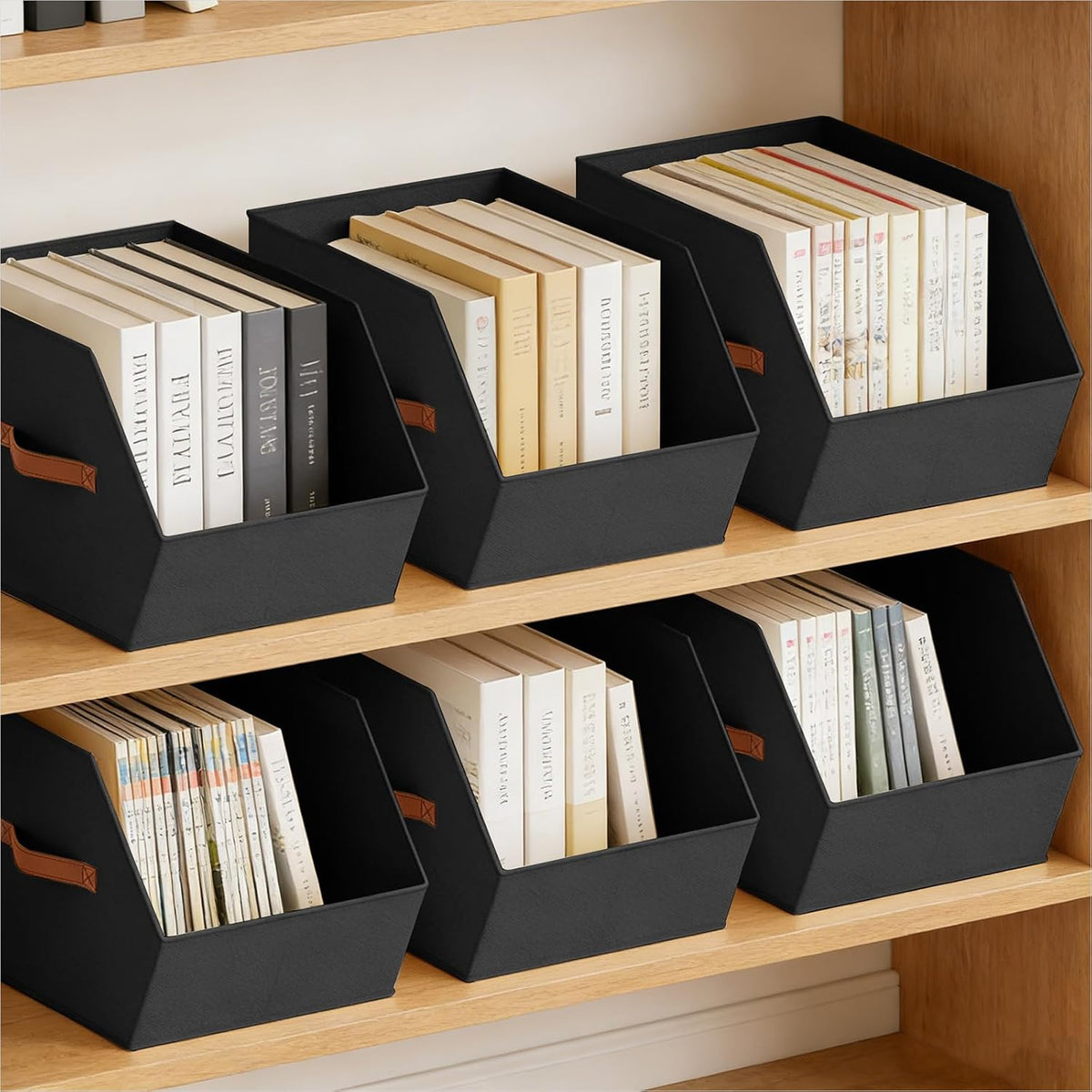 Homsorout Fabric Closet Storage Cubes - Square Storage Bins with Dual Handles for Clothes, Towels, Toys, Cube Storage Organizers for Bedroom, Nursery, Shelves, Closet, Small Spaces, Beige