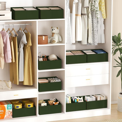 DIMJ Closet Storage Bins - Fabric Storage Baskets for Shelves, Collapsible Closet Organizers and Storage with Handles, Trapezoid Shelf Organization Storage Cubes for Purse, Toys, Books, Towel, Socks