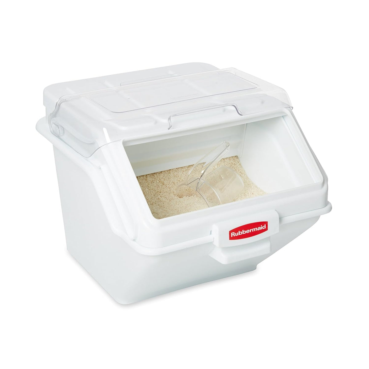 Rubbermaid Commercial Products ProSave Shelf Food Ingredient Bin with Scoop 40-Cup White Kitchen Food Storage Sugar/Grains/Rice/Baking Supplies