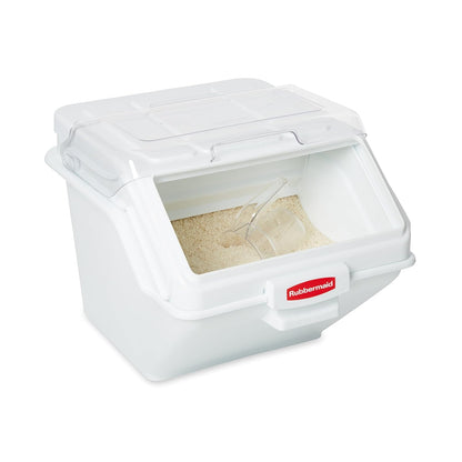 Rubbermaid Commercial Products ProSave Shelf Food Ingredient Bin with Scoop 40-Cup White Kitchen Food Storage Sugar/Grains/Rice/Baking Supplies