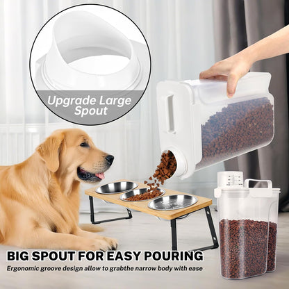 Dog Cat Food Storage Container 3-5lb, Pet Food Container Airtight with Large Spout & Cup, BPA-Free Plastic Food Dispenser for Pet Food, Bird Seed, Rice, Flour (Pink (3L-1pack))