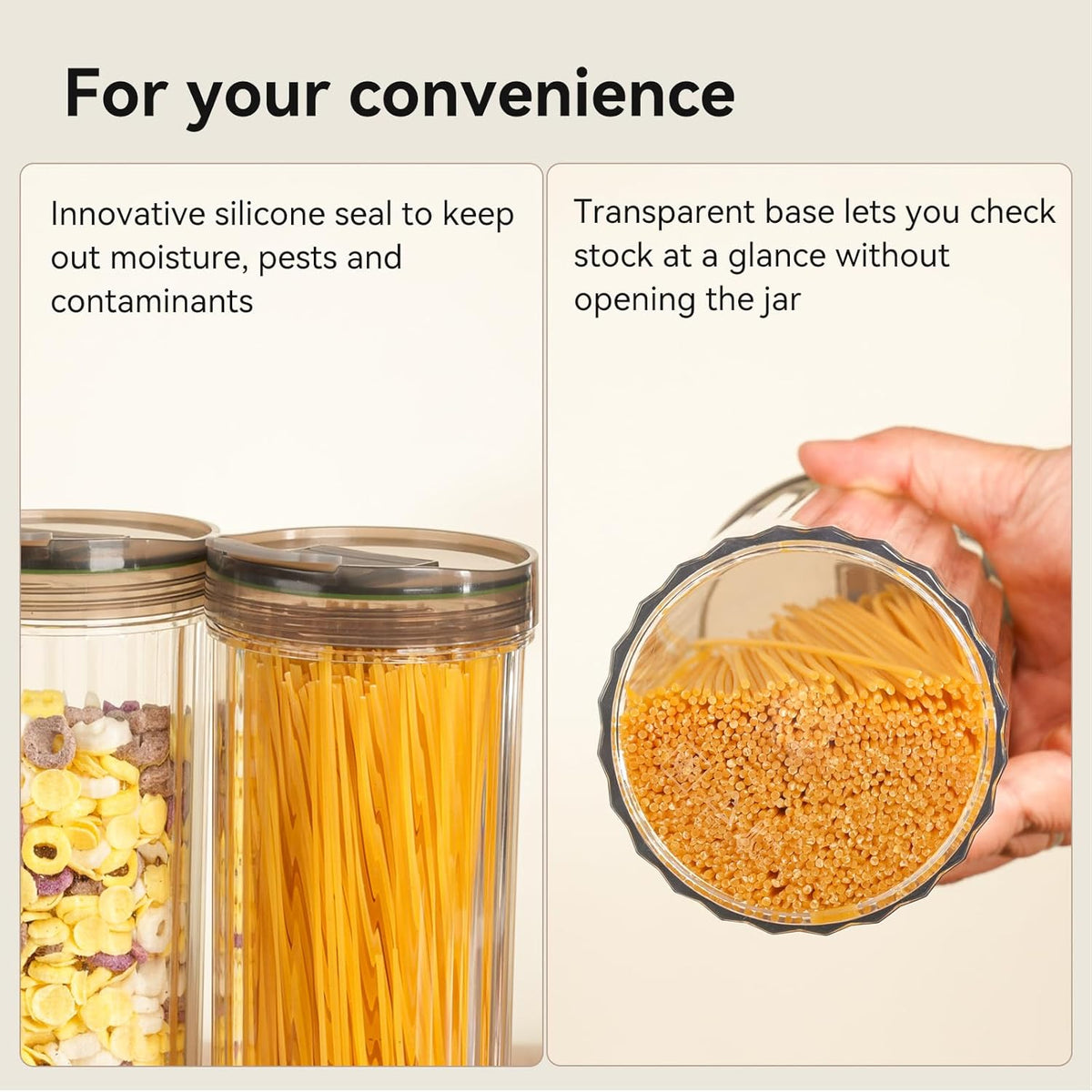 Tall Spaghetti Pasta Storage Container - 48oz Clear Pasta Holder Airtight Spaghetti Container Storage with Lid for Kitchen Pantry organize Linguini Lasagna Noodle Oats Coffee beans Rice Flour Oatmeal