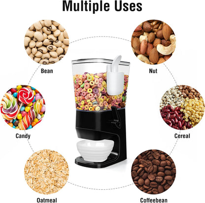 Cereal Dispenser Countertop With Bowls and Spoons Cereal Containers Storage for Pantry Snack Organizer Dry Food Storage Container with Lid for Kitchen Organization Oatmeal Nut Granola（1pcs White）