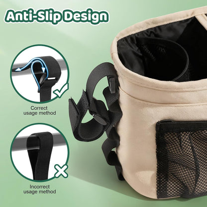 Guiseapue Universal Stroller Organizer with Cup Holder: Baby Essentials, Stroller Caddy Accessories with Detachable Phone Bag, Non-Slip Straps, Fits for Uppababy, Baby Jogger, New Moms Baby Gifts