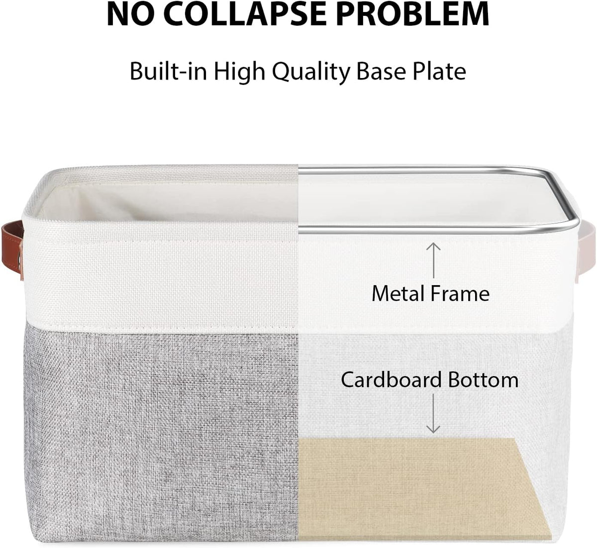 Univivi 4PC Small Fabric Storage Bins,15x6x5 inch Long Narrow Storage Baskets with PU Handles for Closet,Cabinet,Countertop Organizing Small Items (Gray,15x6x5 inch)