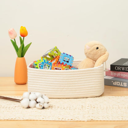 MiniArk Small Storage Baskets for Organizing | Closet Organizer Bins | Shelf Toy Basket | Woven Rope Baskets | Cube Decorative Box | Shallow Basket | L11.5xW7.5xH4.7| Brown
