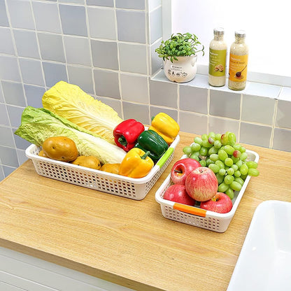 Lawei 8 Pack Large Plastic Storage Basket with Handle - 15 x 10 x 3 Inch Pantry Organizer Basket Bins Desktop Paper Storage Basket for Organization, Countertops, Cabinets, Bedrooms, Bathrooms