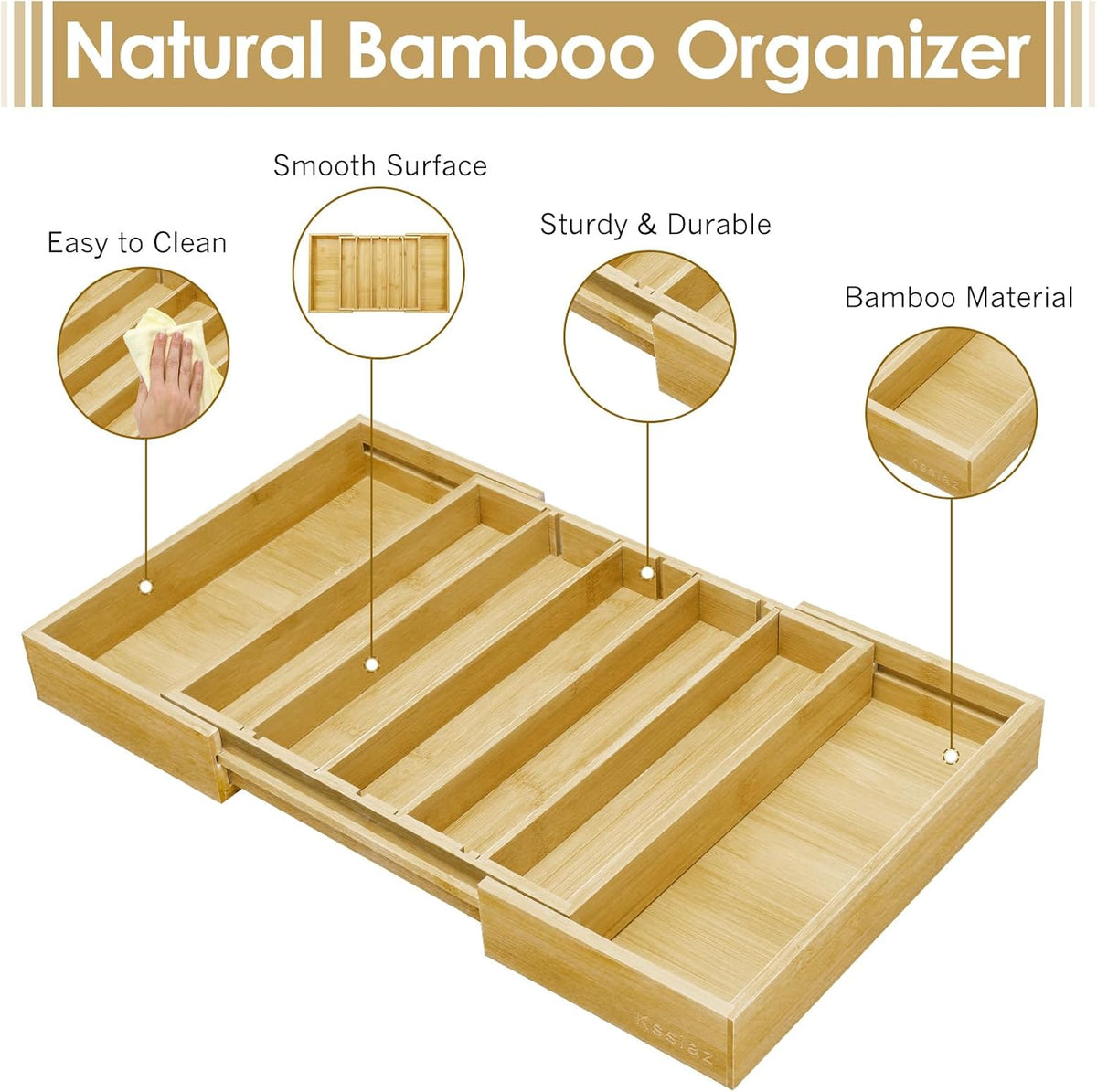 Coffee Pod Holder Drawer, Bamboo K Cup Holder Compatible with Nespresso Vertuo Capsules, 25-45 K Cup Drawer Organizer for Coffee Station Home Office and Kitchen (Bamboo)