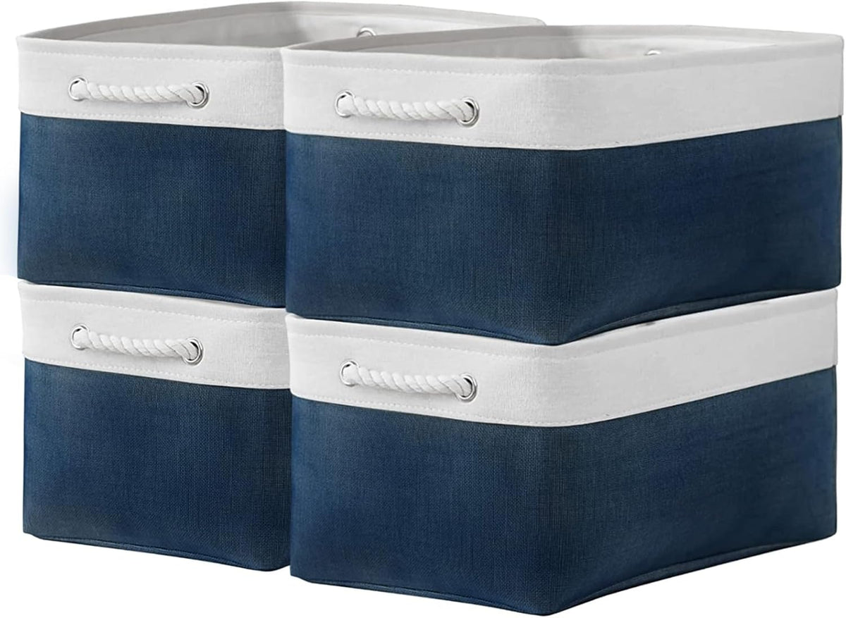 Fabric Storage Bins 12x8x5 inch [6-Pack] with Rope Handles - Decorative Baskets for Organizing