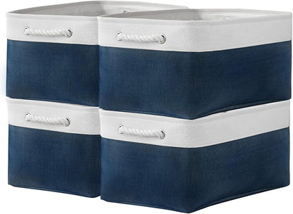 Fabric Storage Bins 12x8x5 inch [6-Pack] with Rope Handles - Decorative Baskets for Organizing