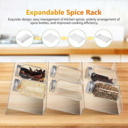 Cabilock 4 Pack Expandable Spice Drawer Organizer, Clear Acrylic 4-Tier Seasoning Rack Tray for Kitchen Drawers, Cabinets, Countertop, Pantry, Nail Polish and Small Bottles