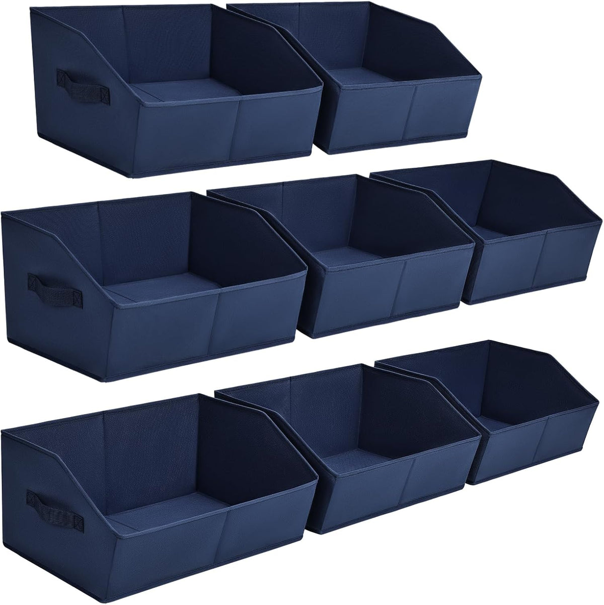 Homsorout Closet Organizers Bins 6 Packs - Large Closet Shelf Organizer with Handles, Fabric Trapezoid Storage Bins, Collapsible Storage Cubes for Clothes, Towels, Light Gray
