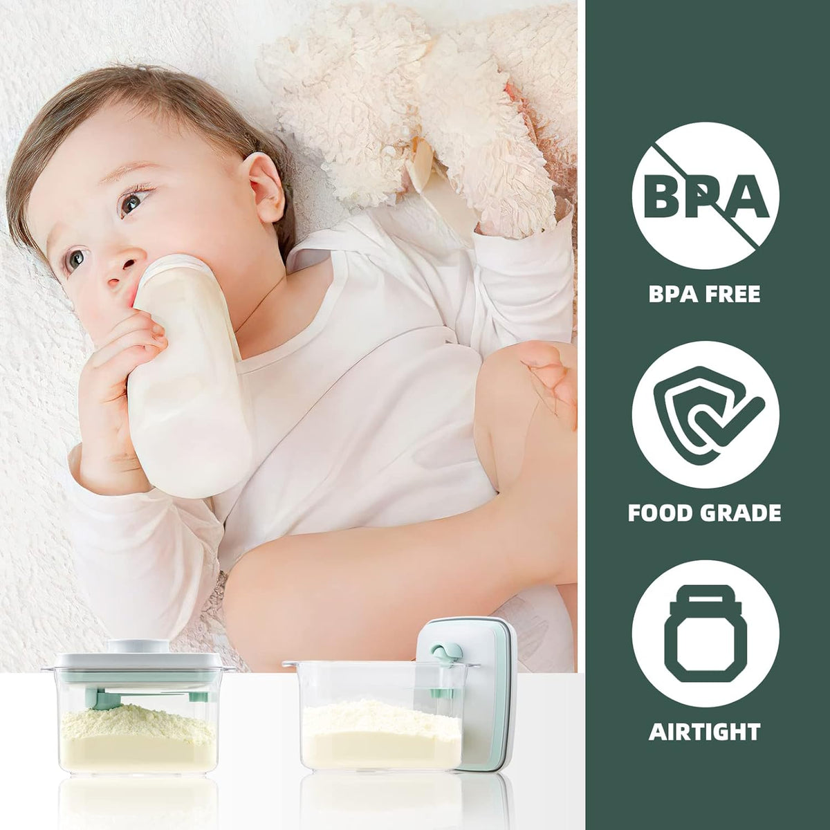 Formula Container to Go- 1700ml Pop Top Milk Powder Container, BPA-Free Airtight Formula Dispenser with Scoop and Scraper, 21OZ, 1.32LB, 600g, Clear