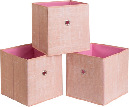 Black Foldable Storage Cubes Bins ,11 Inch Cloth Storage Cube Fabric Storage Box Cubes Organizer Baskets with Handles for Home Organizer Set of 3 (Black)