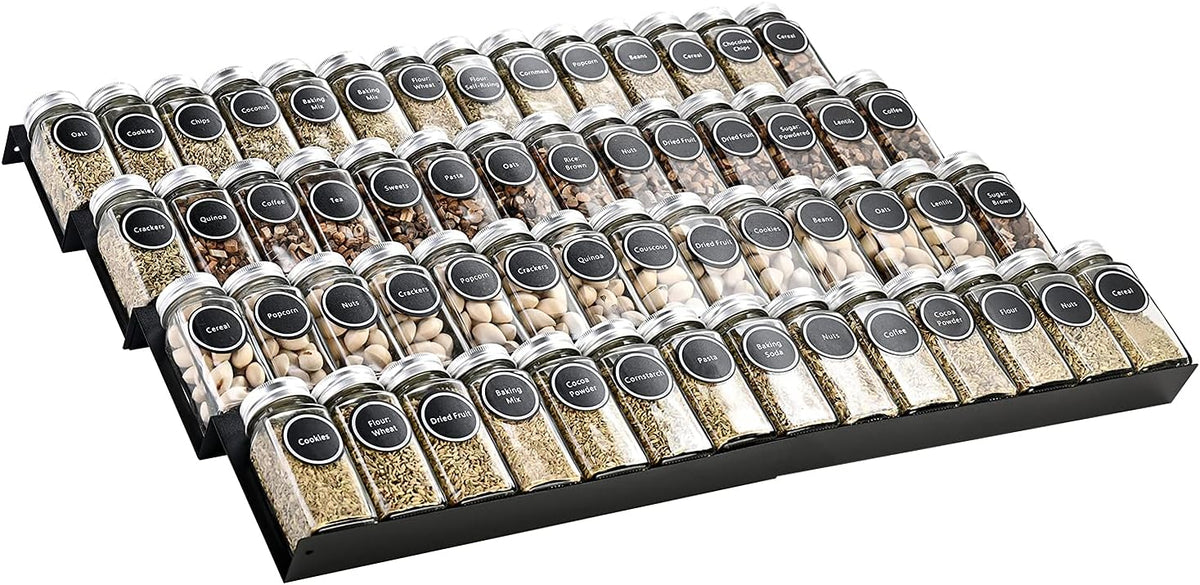 Mulush Bamboo Spice Rack Tray - Spice Drawer Organizer for Kitchen Cabinets Storage and Organization (Jars Not Included, 8 Individual Pieces, Not Adjustable)