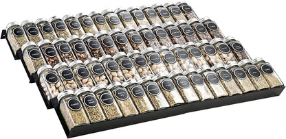 Mulush Bamboo Spice Rack Tray - Spice Drawer Organizer for Kitchen Cabinets Storage and Organization (Jars Not Included, 8 Individual Pieces, Not Adjustable)