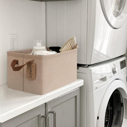 CHICVITA Large Storage Baskets for Shelves, Fabric Storage Bins with Metal Frame, Closet Organizers and Storage Boxes for Clothes Toy, Beige