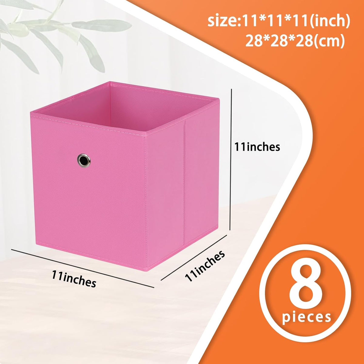 Black Foldable Storage Cubes Bins ,11 Inch Cloth Storage Cube Fabric Storage Box Cubes Organizer Baskets with Handles for Home Organizer Set of 3 (Black)