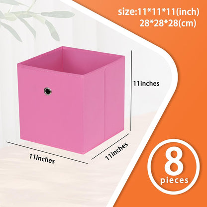 Black Foldable Storage Cubes Bins ,11 Inch Cloth Storage Cube Fabric Storage Box Cubes Organizer Baskets with Handles for Home Organizer Set of 3 (Black)
