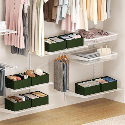 DIMJ Closet Storage Bins - Fabric Storage Baskets for Shelves, Collapsible Closet Organizers and Storage with Handles, Trapezoid Shelf Organization Storage Cubes for Purse, Toys, Books, Towel, Socks