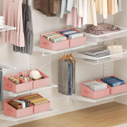 DIMJ Closet Storage Bins - Fabric Storage Baskets for Shelves, Collapsible Closet Organizers and Storage with Handles, Trapezoid Shelf Organization Storage Cubes for Purse, Toys, Books, Towel, Socks