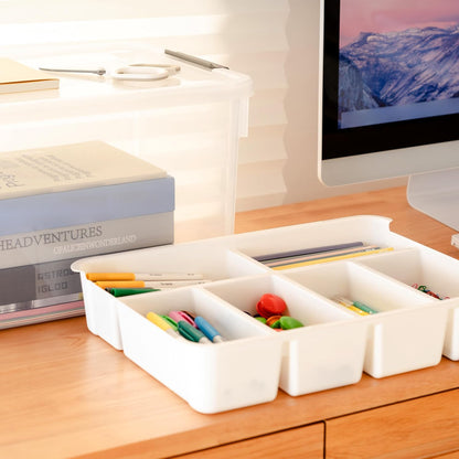 Citylife 17 QT Plastic Storage Box with Removable Tray Craft Organizers and Storage Clear Storage Container for Organizing Bead, Tool, Sewing, Playdoh