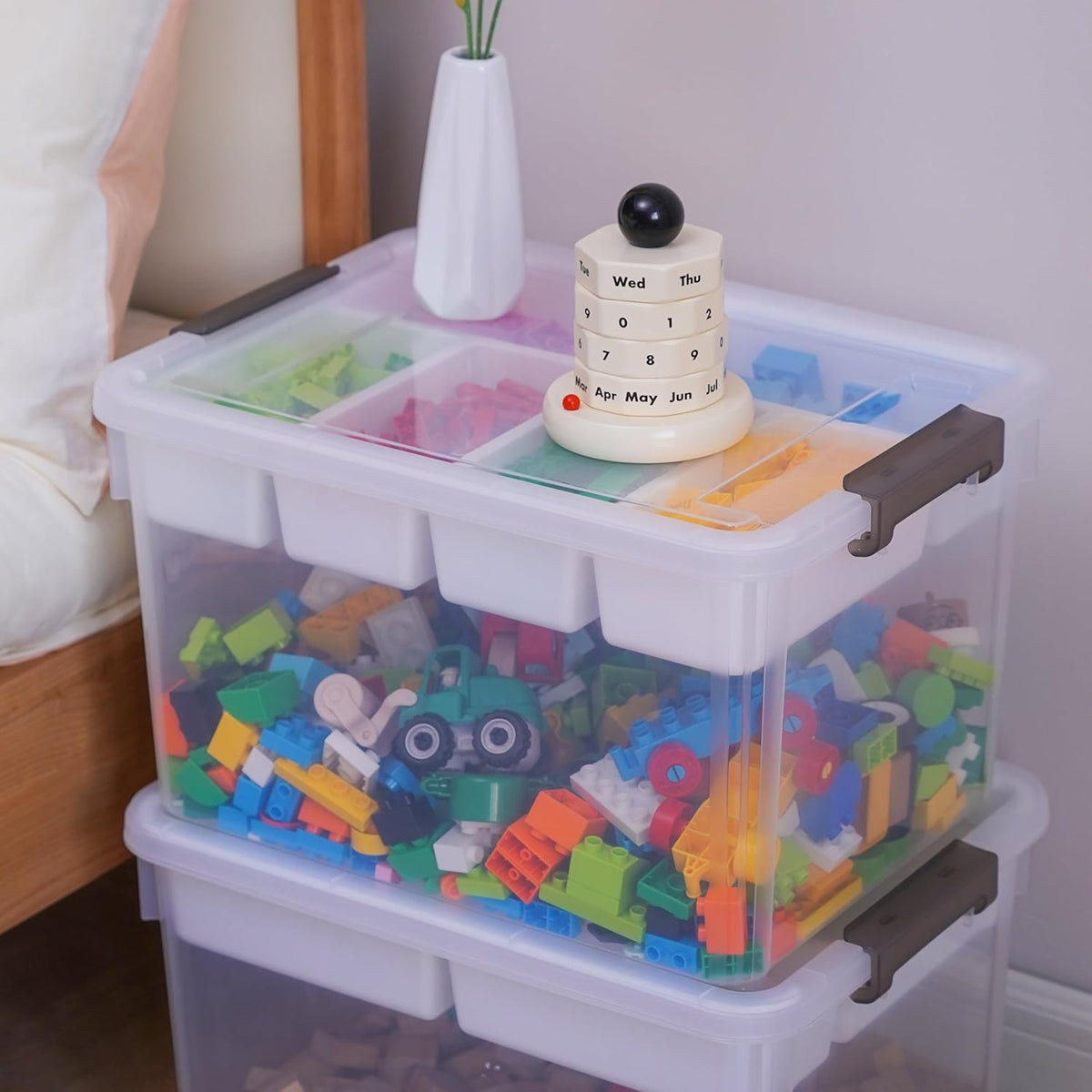 Citylife 17 QT Plastic Storage Box with Removable Tray Craft Organizers and Storage Clear Storage Container for Organizing Bead, Tool, Sewing, Playdoh