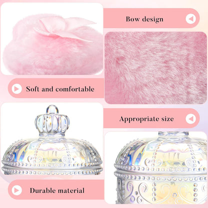 Tioncy 3 Pcs Large Body Powder Puff and Container Valentine's Day gift Powder Container with Puff Crystal Case Soft Washable Reusable Velour Face Body Glitter Wet Dry Makeup (Classic,Clear)