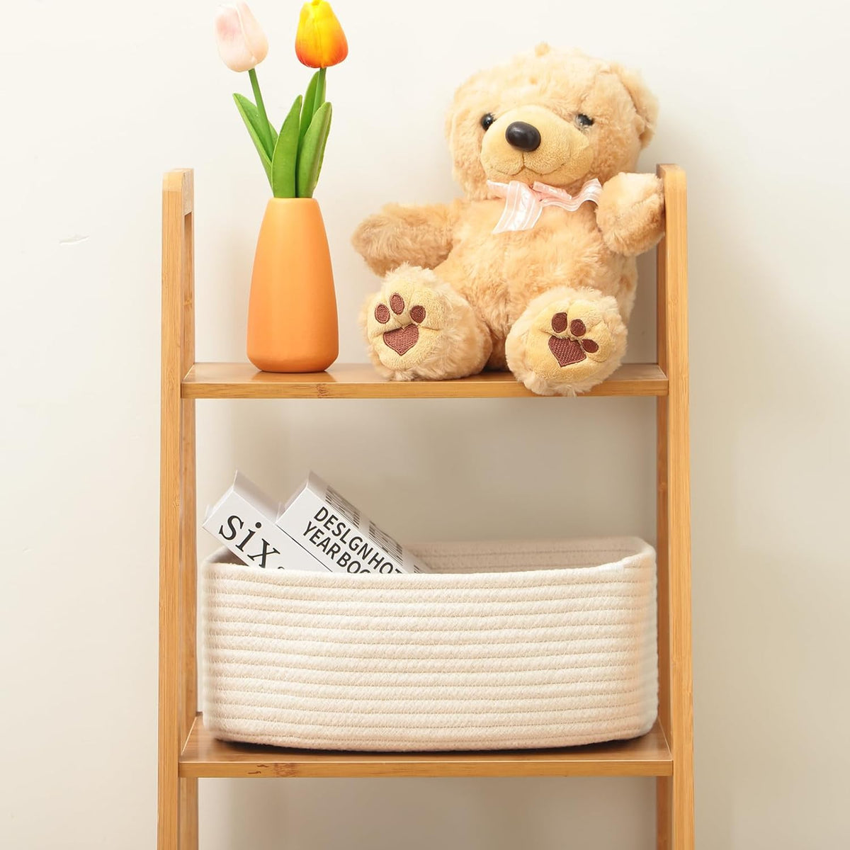 MiniArk Small Storage Baskets for Organizing | Closet Organizer Bins | Shelf Toy Basket | Woven Rope Baskets | Cube Decorative Box | Shallow Basket | L11.5xW7.5xH4.7| Brown